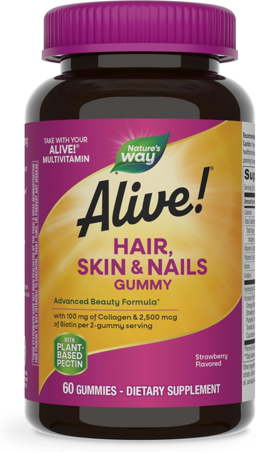Strawberry Flavored Hair Skin & Nails Gummies, 60 Gummies J755