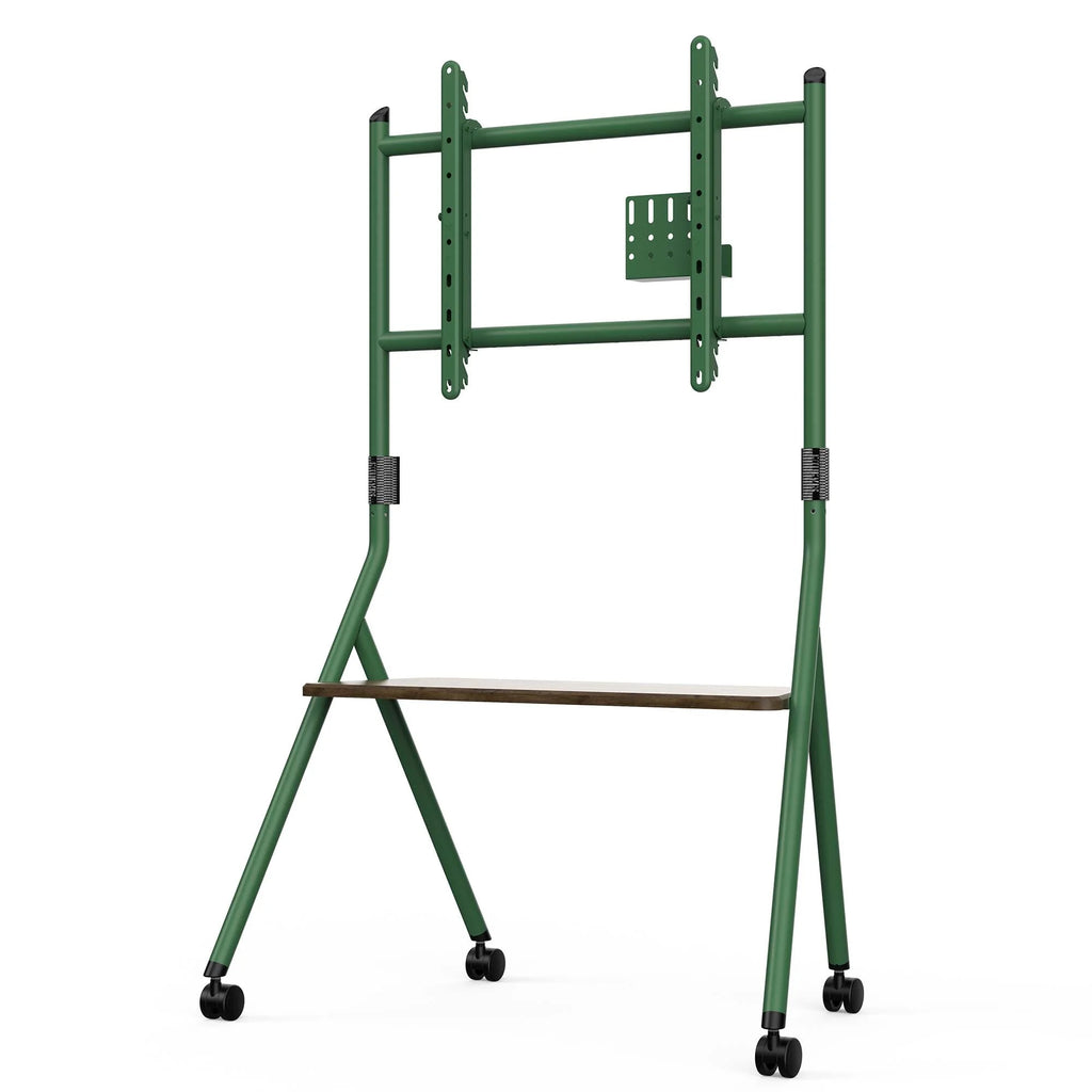 Mobile TV Stand for 55 60 65 75 78 Inch TV with Wooden Storage Shelves O23984