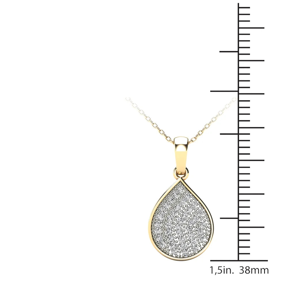 10K Yellow Gold Diamond Teardrop Pendant Necklace J85941