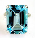 Emerald Cut Blue Topaz Ring 925 Sterling Silver 17.95 Carats I712515