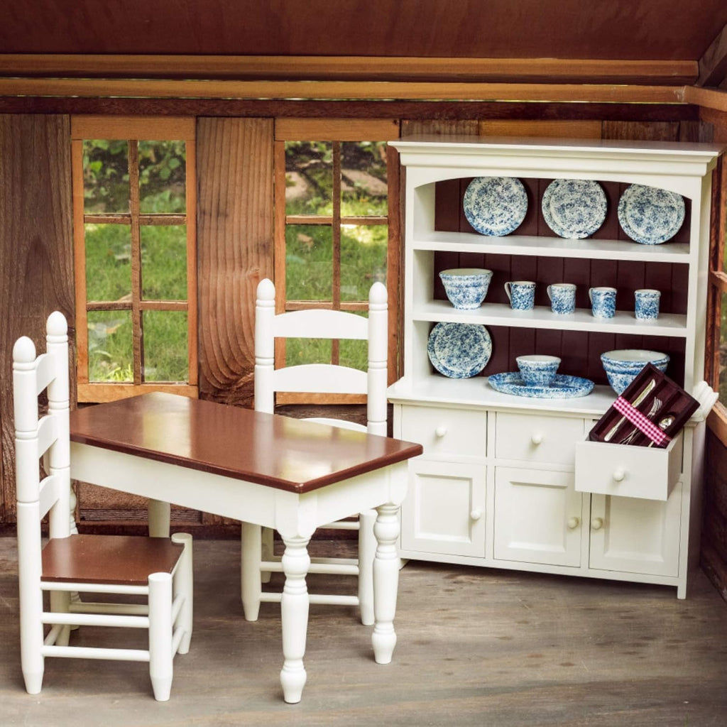 18 Inch Doll Furniture Wooden Kitchen Table and Two Chairs W44050