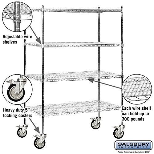 Wire 4 Shelf Shelving Unit Mobile Chrome L36716