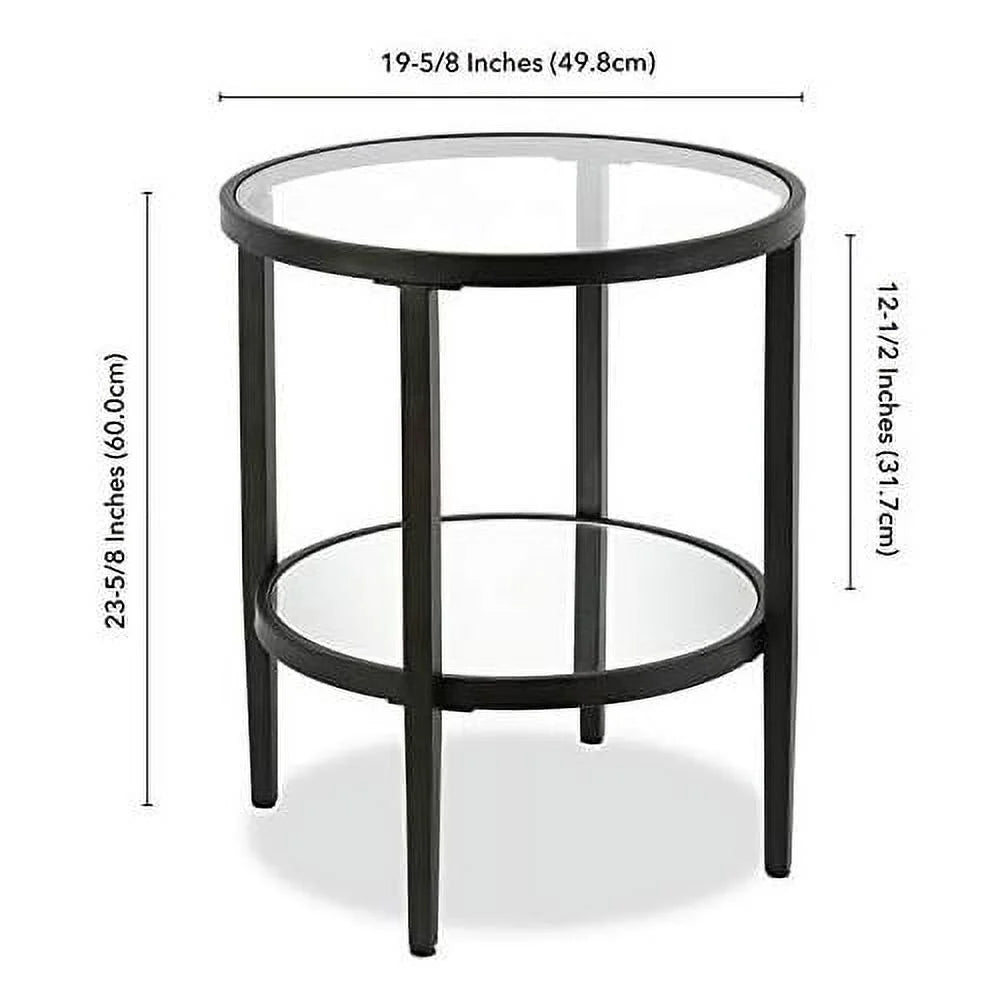 Round Modern Metal Side Table in Black T378177