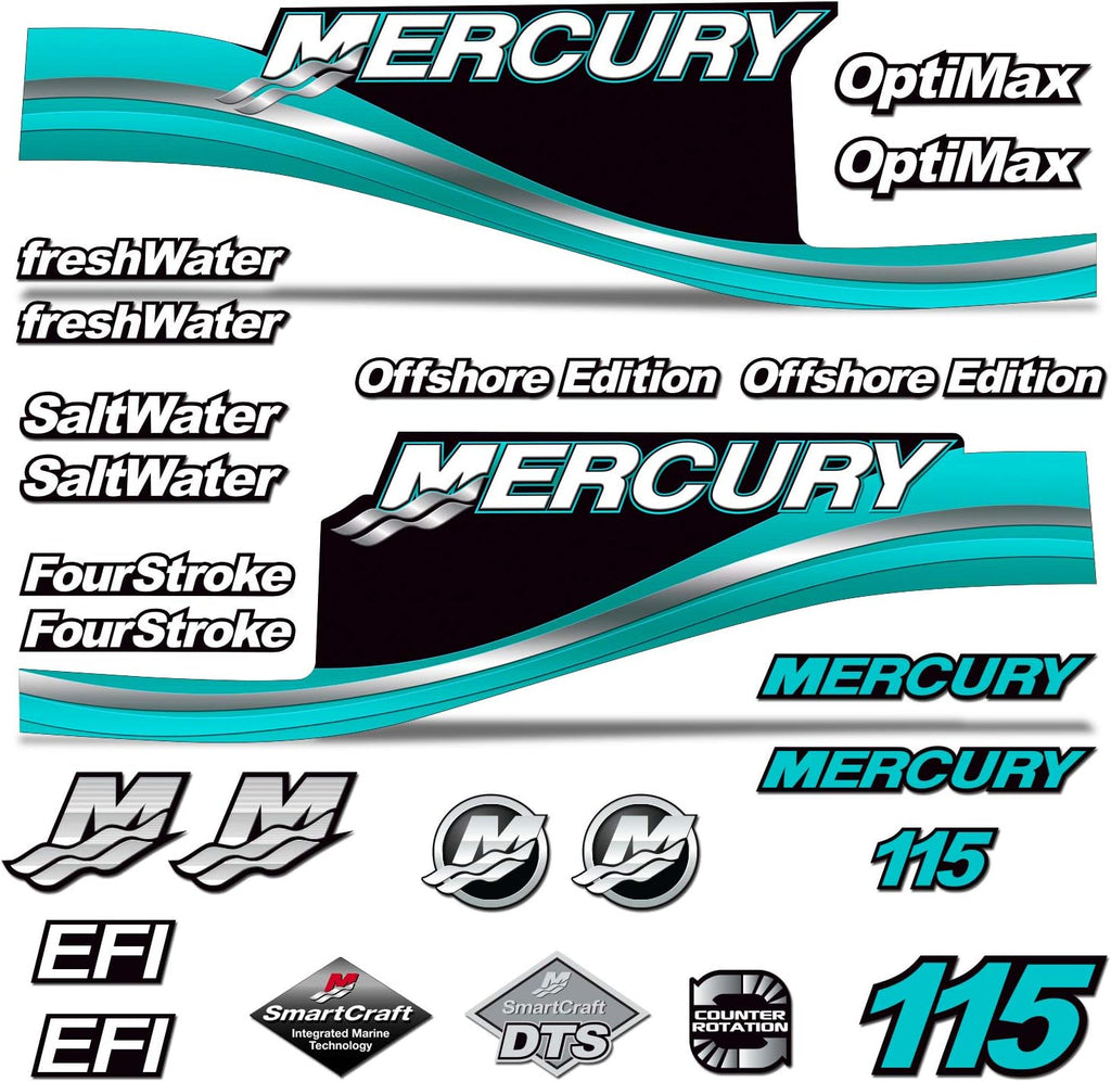 Teal Pack of 2 Outboard Engine Sticker Decal Graphics Kit I4528