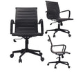 Mid Century Black PU Leather Office Chair with Arms and Wheels K969