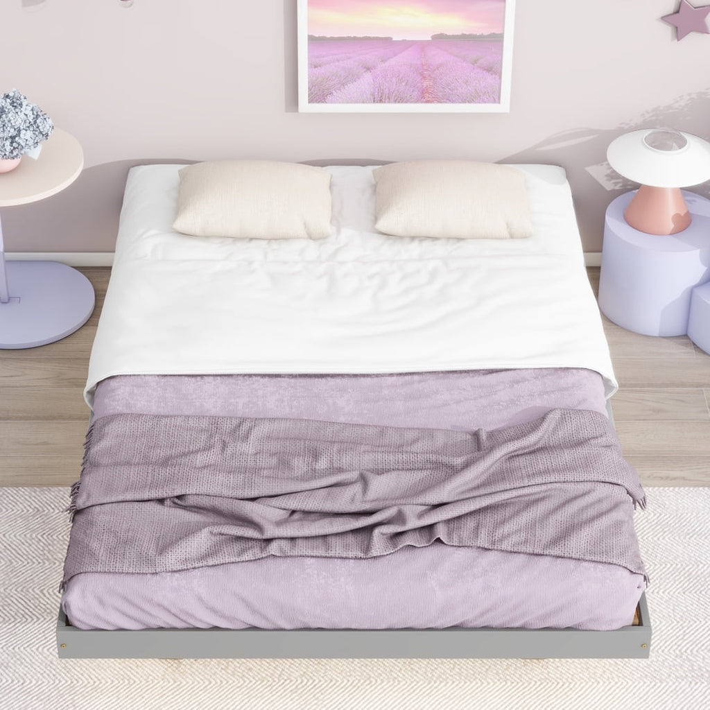 Full Size Grey Pinewood Floating Platform Bed with LED Lights X3267