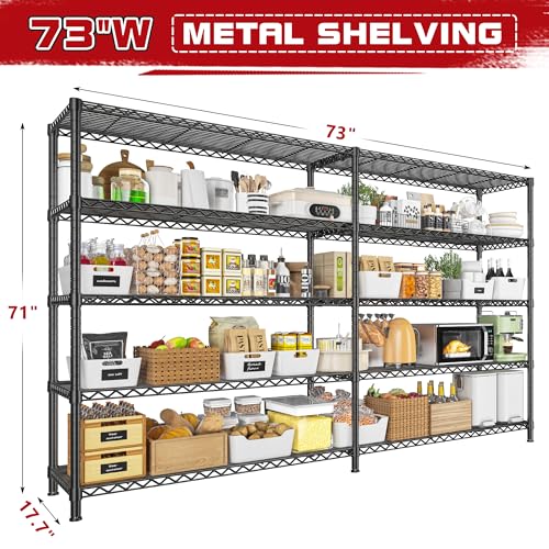 73''W 5-Tier Metal Wire Shelving Unit G658
