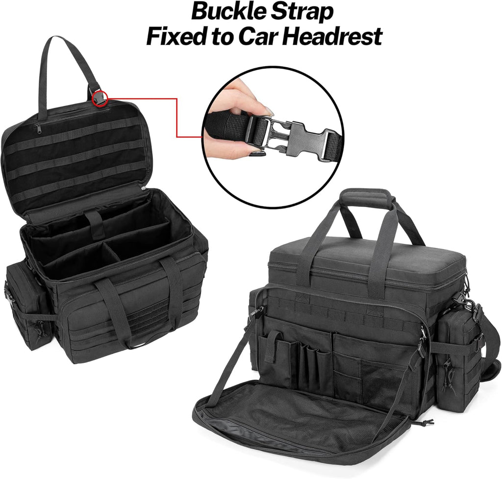 Black Patrol Duty Bag with 2 Detachable MOLLE Pouches & Laptop Layer L125
