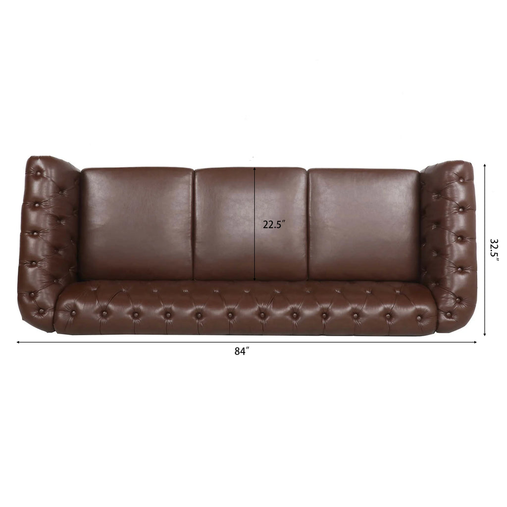 Dark Brown Leather 3-Seater Sofa S532