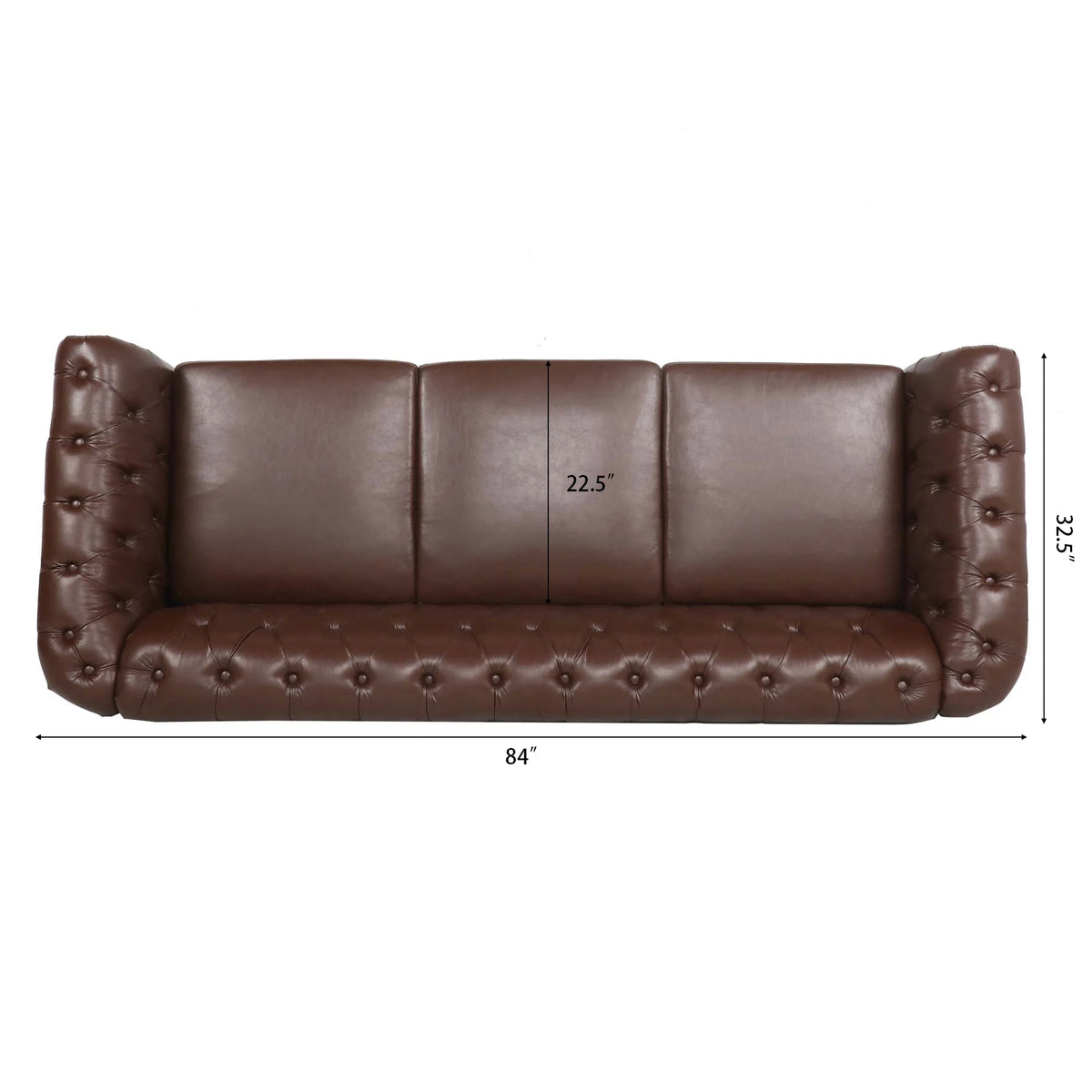 Dark Brown Leather 3-Seater Sofa S532