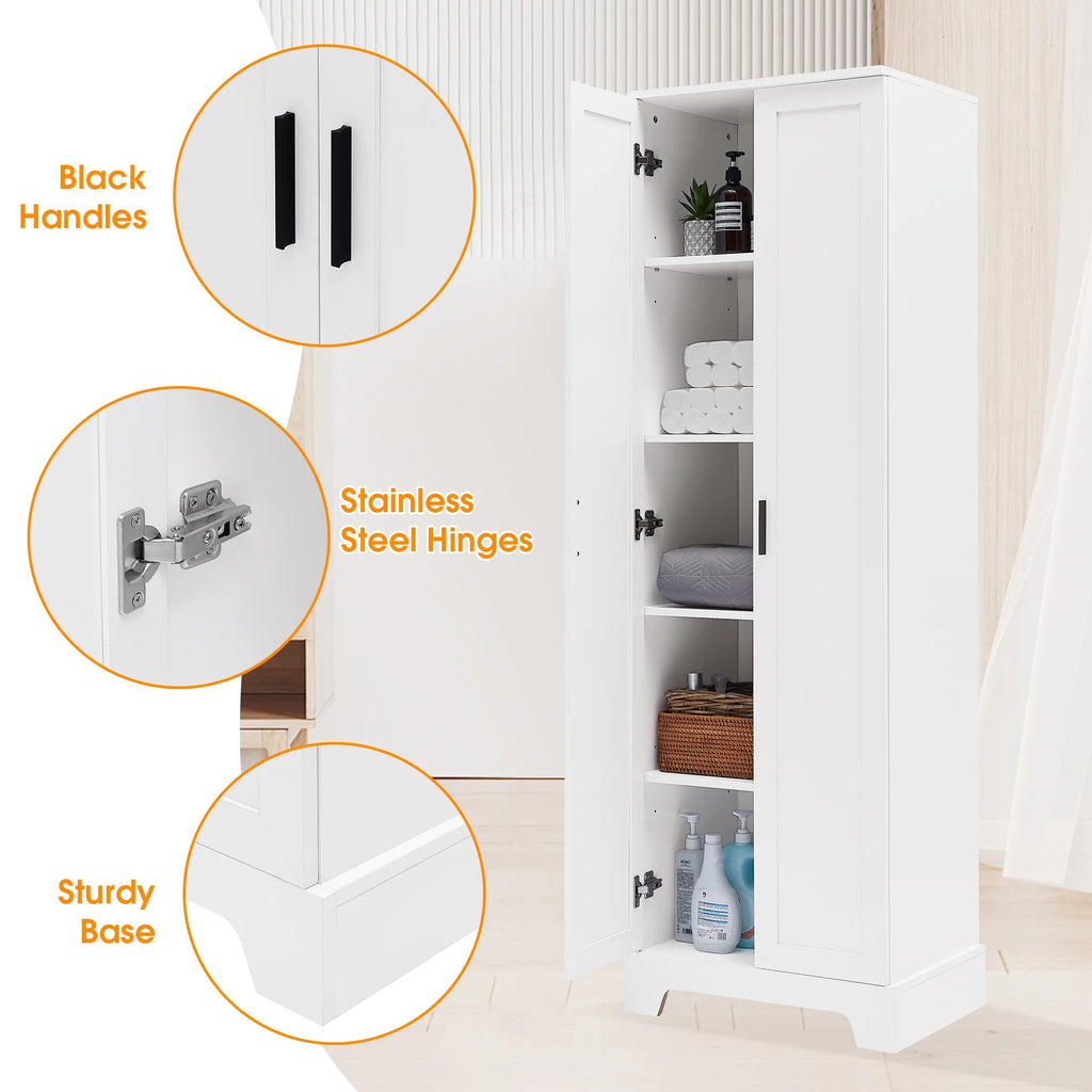 Tall Wood Bathroom Storage Cabinet with Adjustable Shelves Z2521