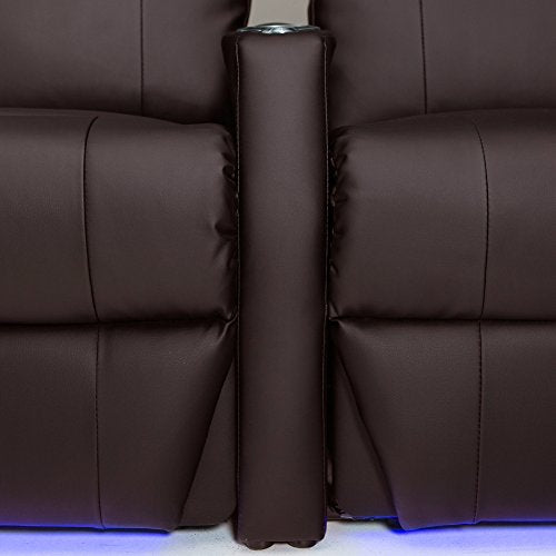 Bonded Leather Power Recline Home Theater Seating Row of 3 Black L939433