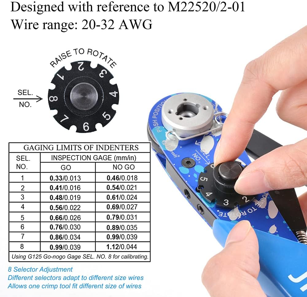 Eight Indent Crimping Tool Kit with 37 Positioner and GO NO GO GAUGE N127659