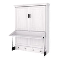 Queen Solid Wood Murphy Wall Desk Bed in White V86896