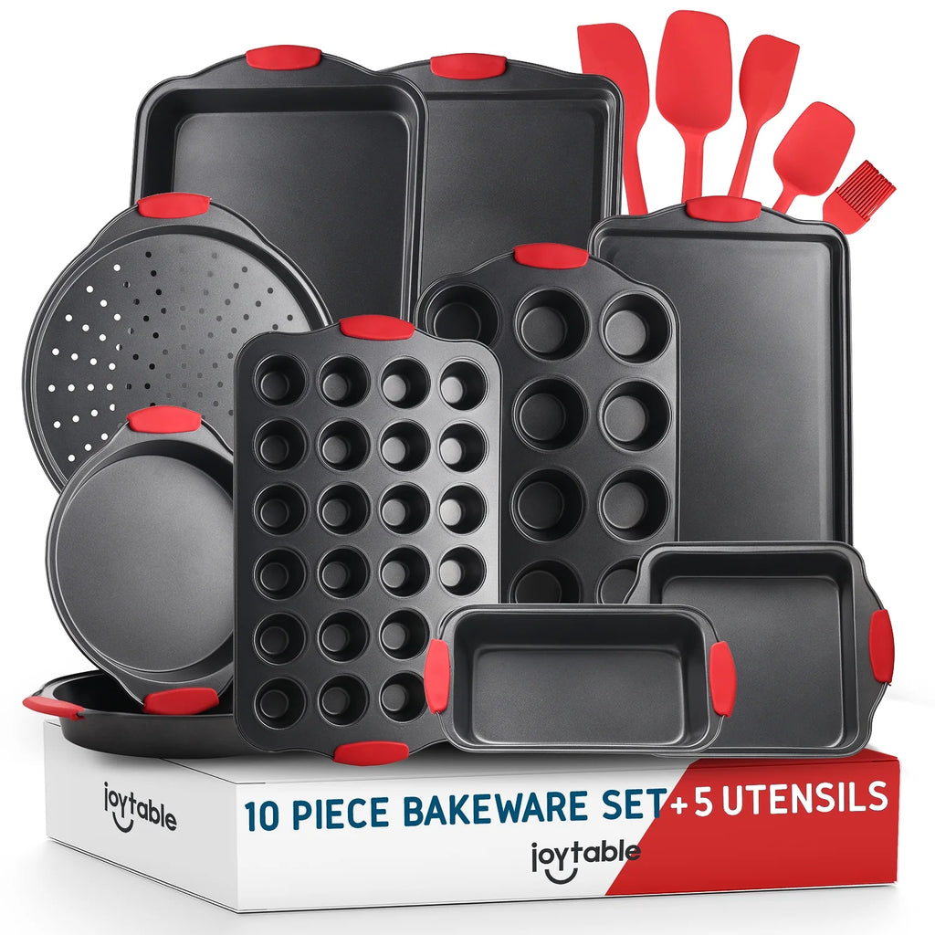 15 PC Nonstick Carbon Steel Bakeware Set with Silicone Handles T17414