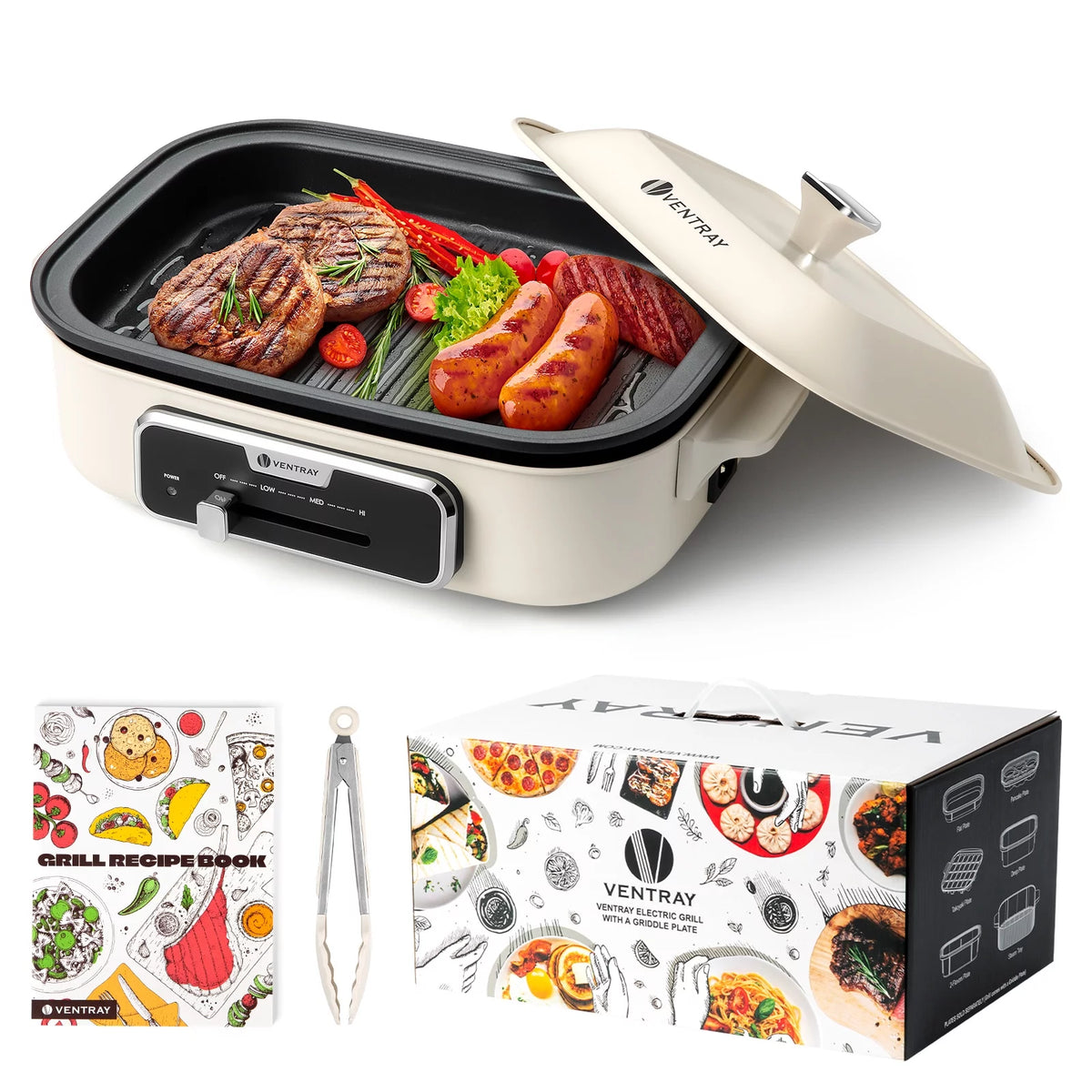Electric Indoor Grill Portable Korean BBQ Nonstick 1200W White S582