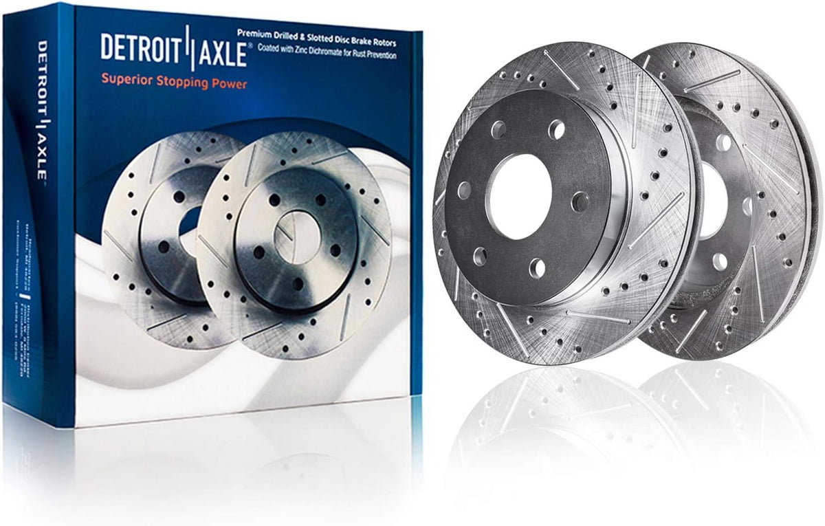 Rear Drilled & Slotted Brake Rotors 2pc Set I853