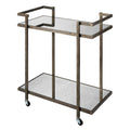 Antique Gray Bar Cart with Tubular Metal Frame and Casters M4363