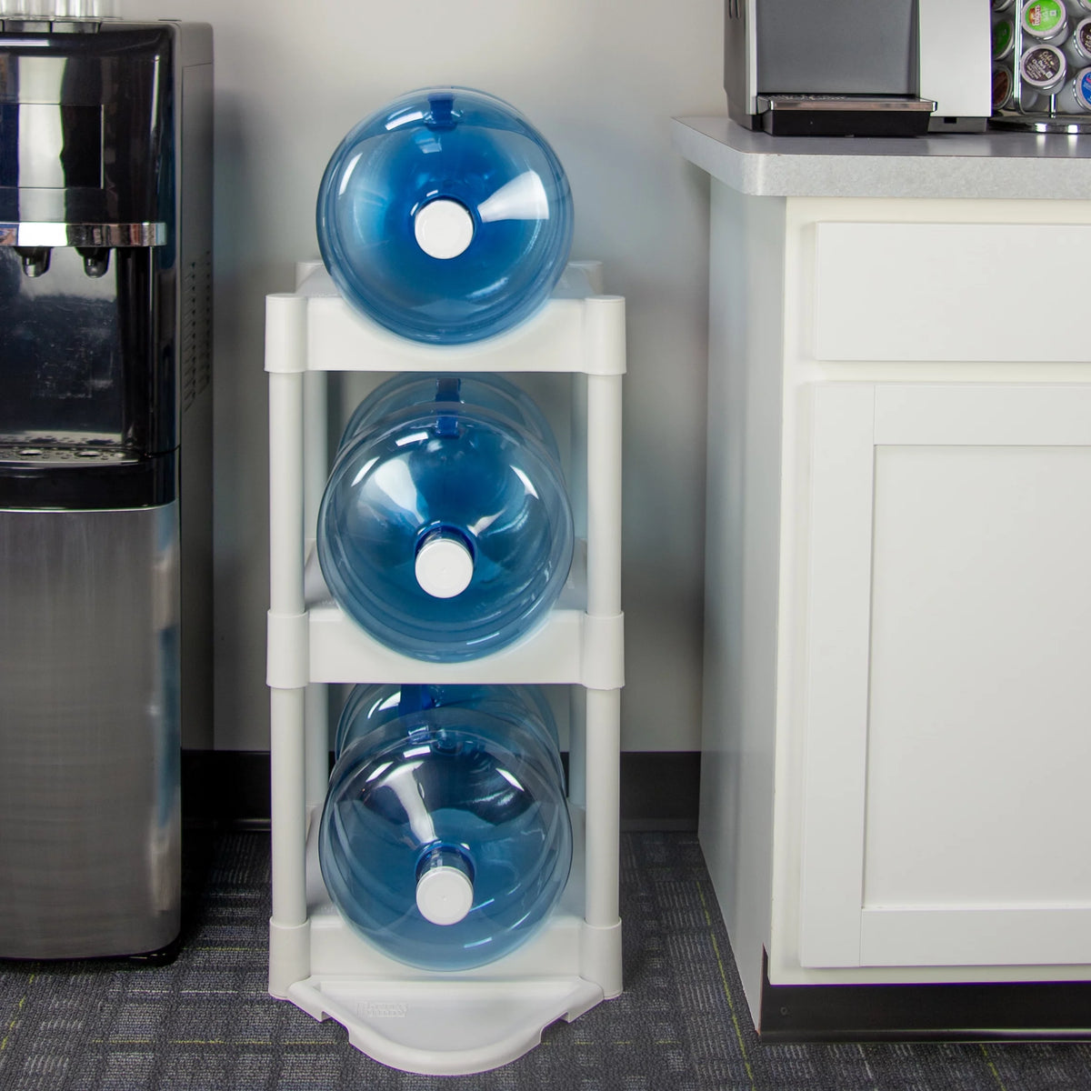 3-Tier White Plastic Storage System with Floor Protector P2988