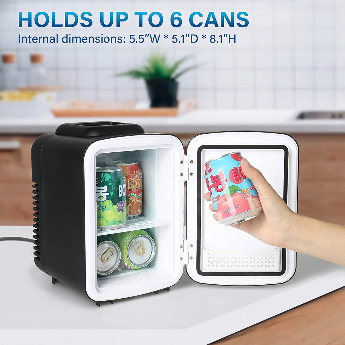 4L 6 Can Portable Cooler & Warmer Freon-Free Mini Fridge O5258