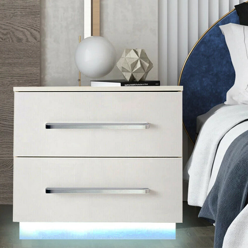 Modern High Gloss 2 Drawer Nightstand X848