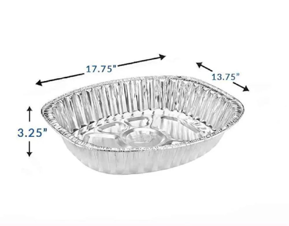 Extra Large Disposable Aluminum Foil Oval Roasting Pan, 25 Pans U8269