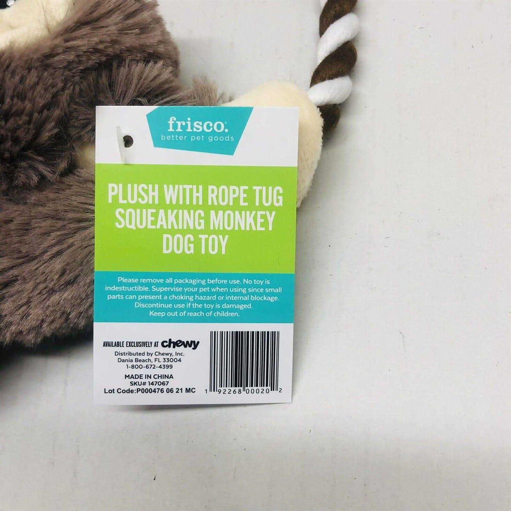 Monkey Plush Rope Squeaky Dog Toy I3523