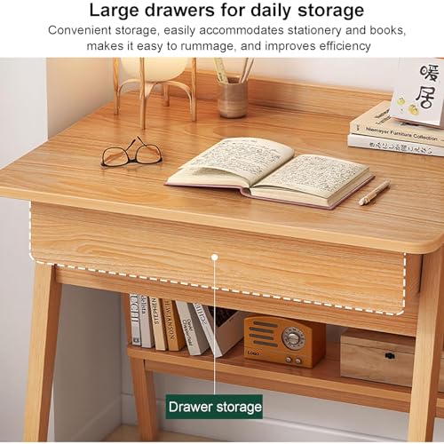 Walnut Wood Writing Desk with Drawers and Storage Shelves K418757