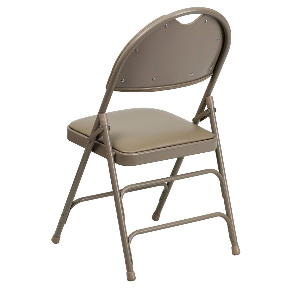 Beige Vinyl Metal Folding Chair T4535