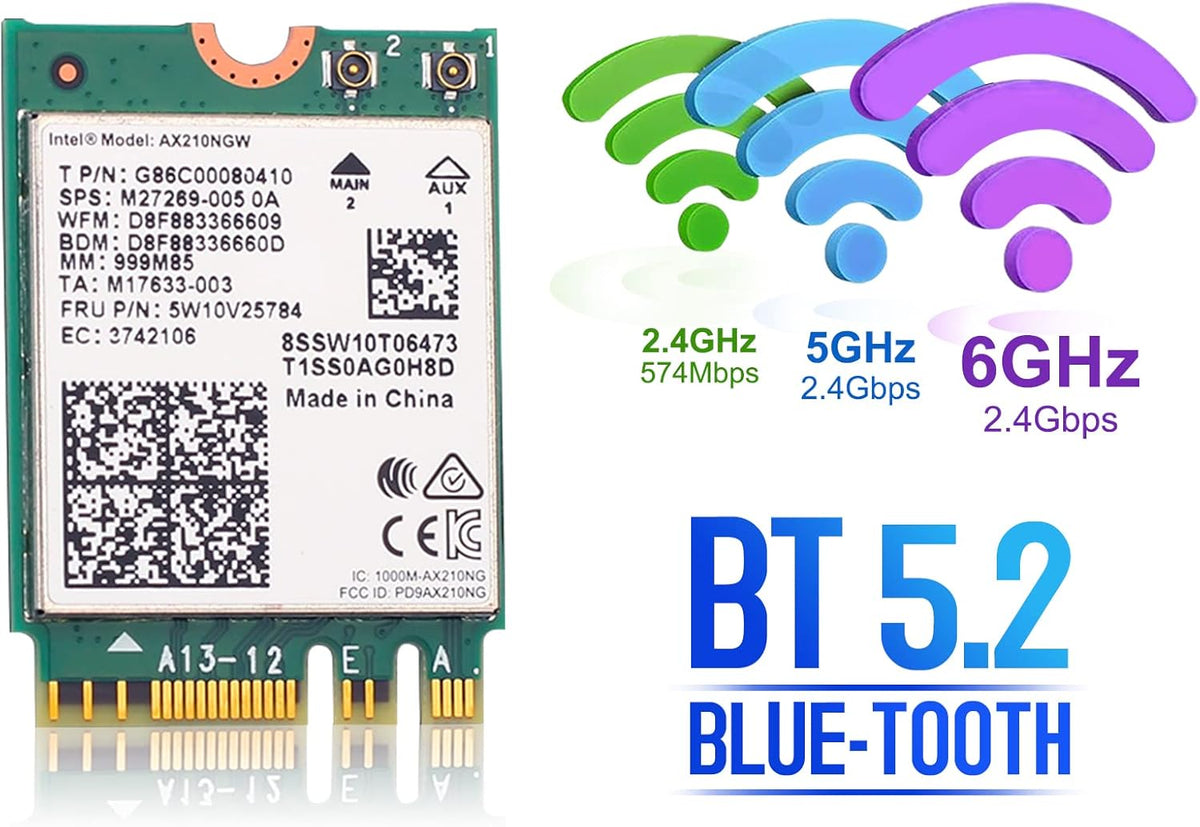 WiFi 6E Card AX210 Bluetooth 5.2 Tri-Band 5400Mbps Wireless Module for Laptop L6392
