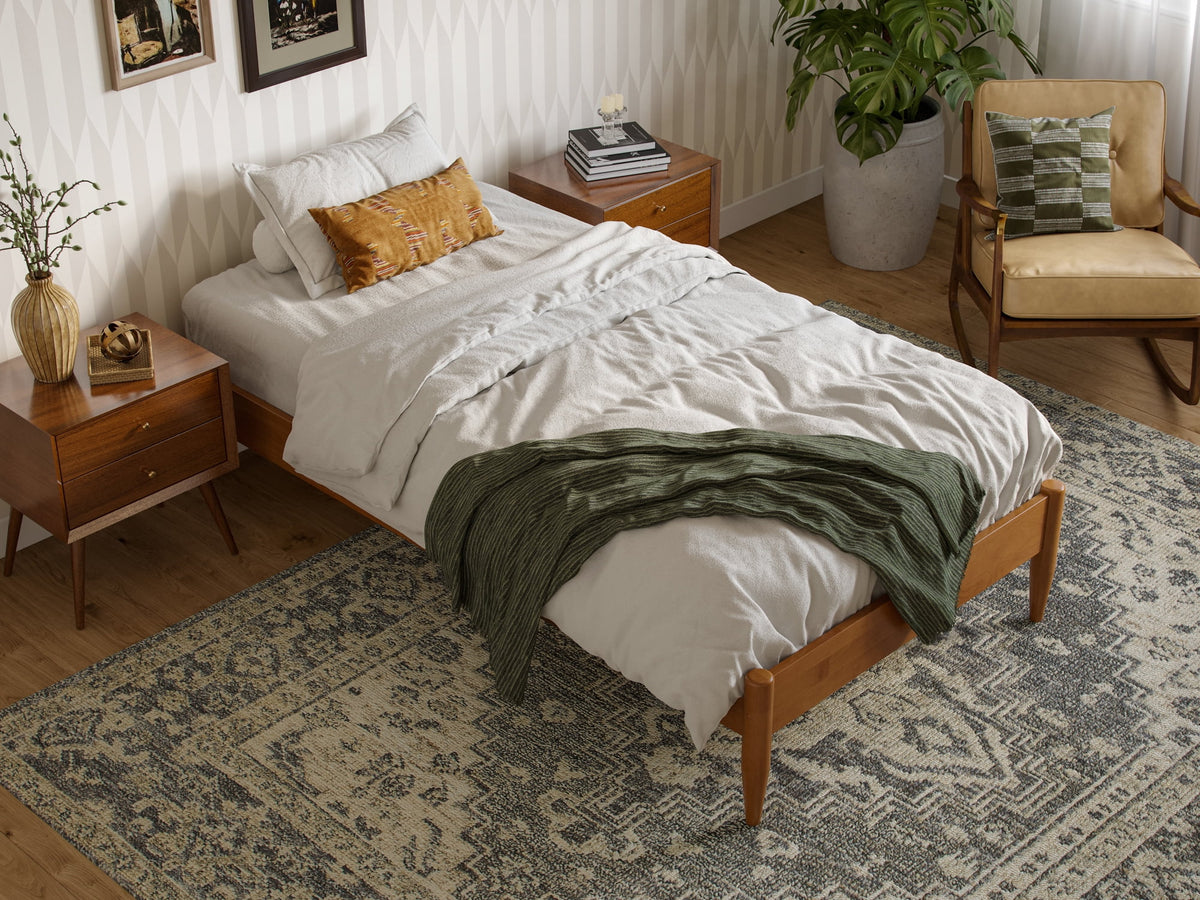 14" Light Toffee Solid Wood Platform Bed, Twin XL J44216
