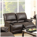 Dark Brown Pine Wood Reclining Loveseat E981