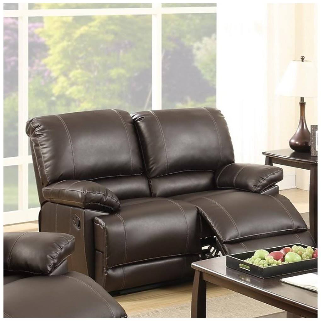 Dark Brown Pine Wood Reclining Loveseat E981