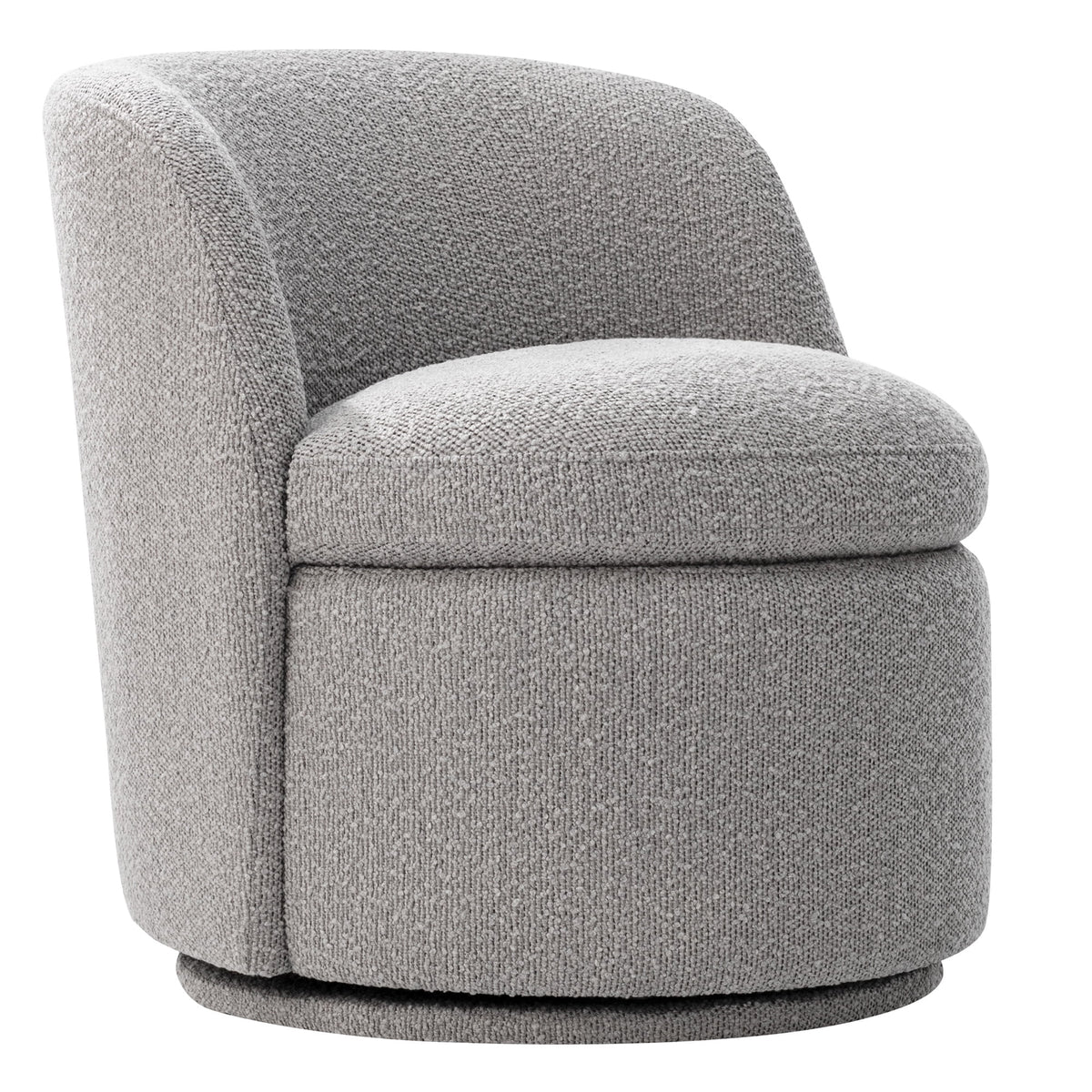 White Boucle Fabric Barrel Accent Chair O1912