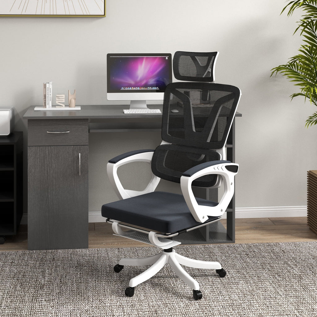 Black Home Office Chair with Adjustable Headrest and Lumbar Support G622