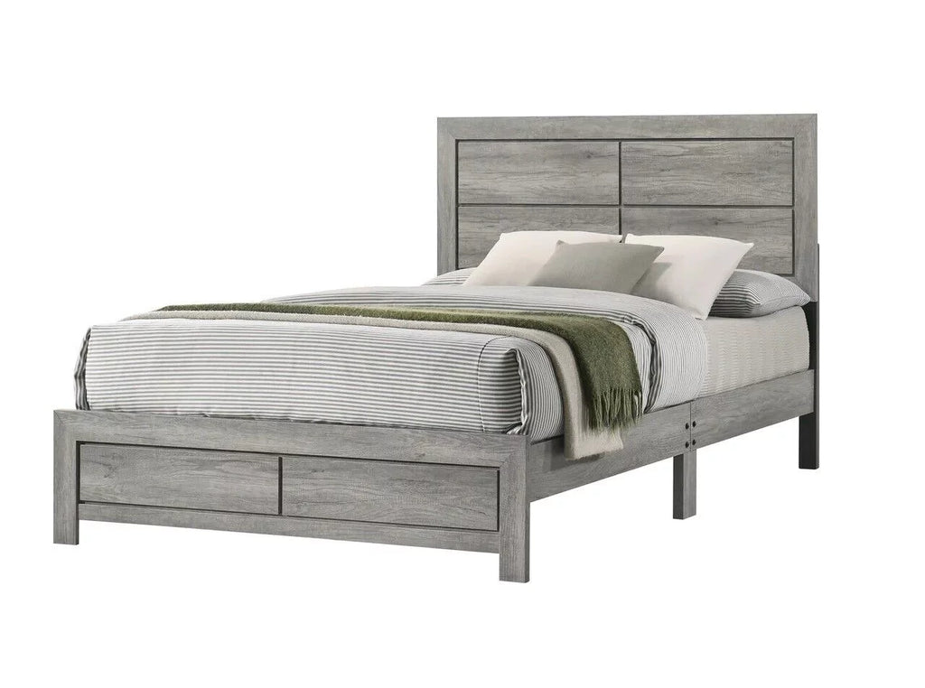 4pc King Size Gray Wooden Bedroom Set O2542