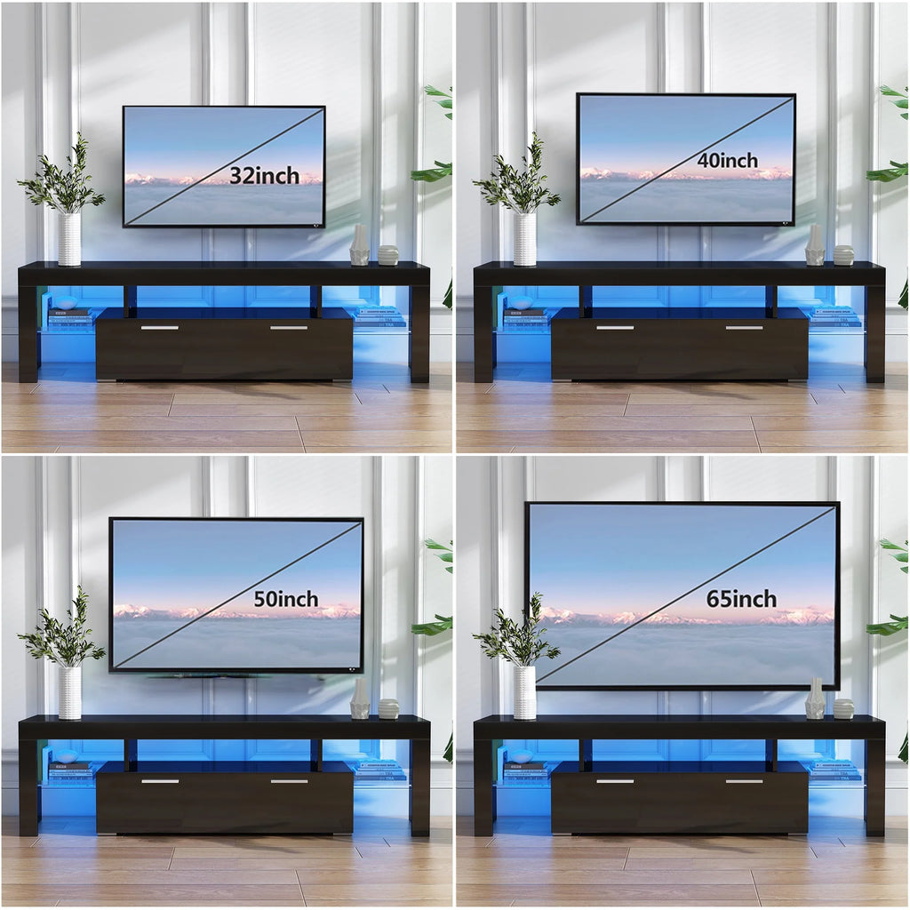 White High Gloss TV Stand with Storage Shelves N7307