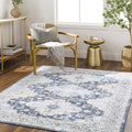 Washable Dark Blue Area Rug 8x10 B32504