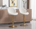 Velvet Upholstered Swivel Bar Stools Set of 2 F832