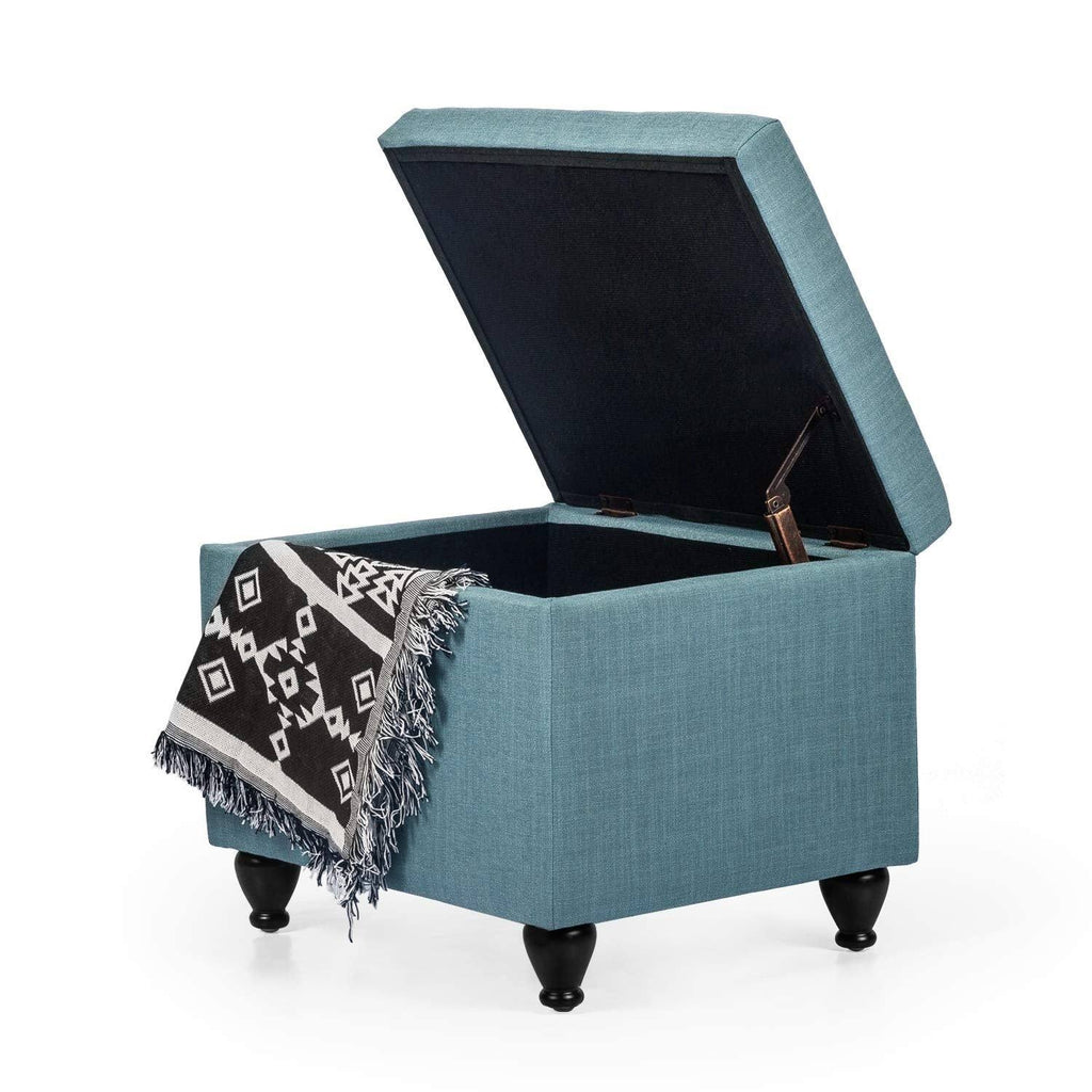 Light Blue Fabric Storage Ottoman M95462