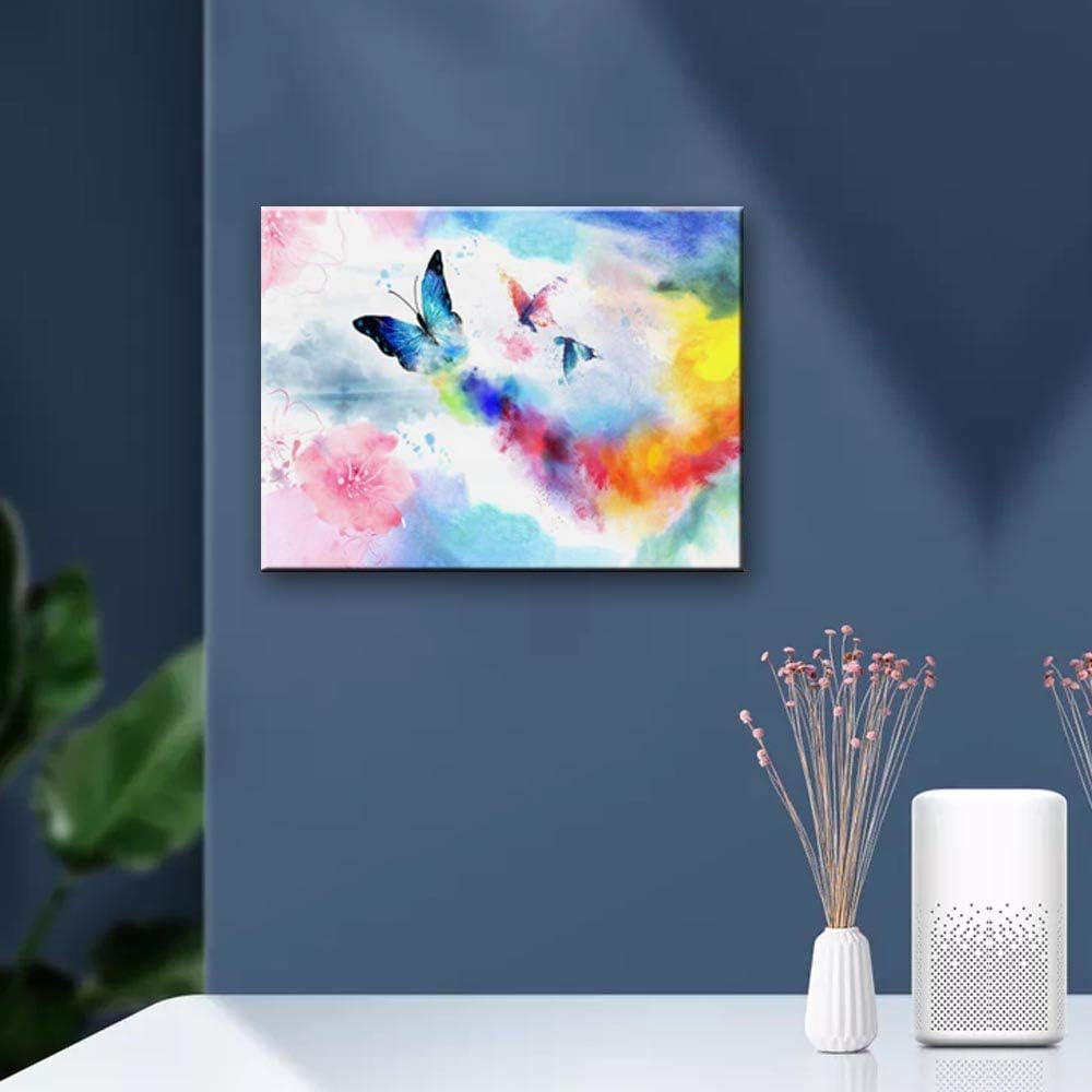 Colorful Butterfly Framed Canvas Wall Art (16'' x 24'') T130