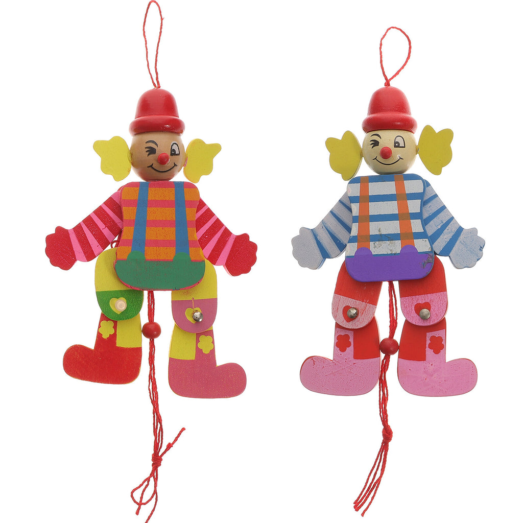 2Pcs Wood Clown Marionette Puppet Toy M53131