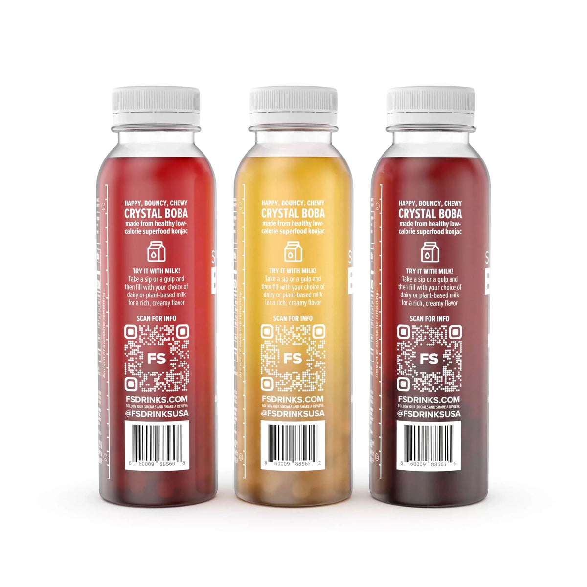 Assam Black, Hojicha Green, Mango Juices with Crystal Boba, 6-Pack of 12oz Bottles X15632