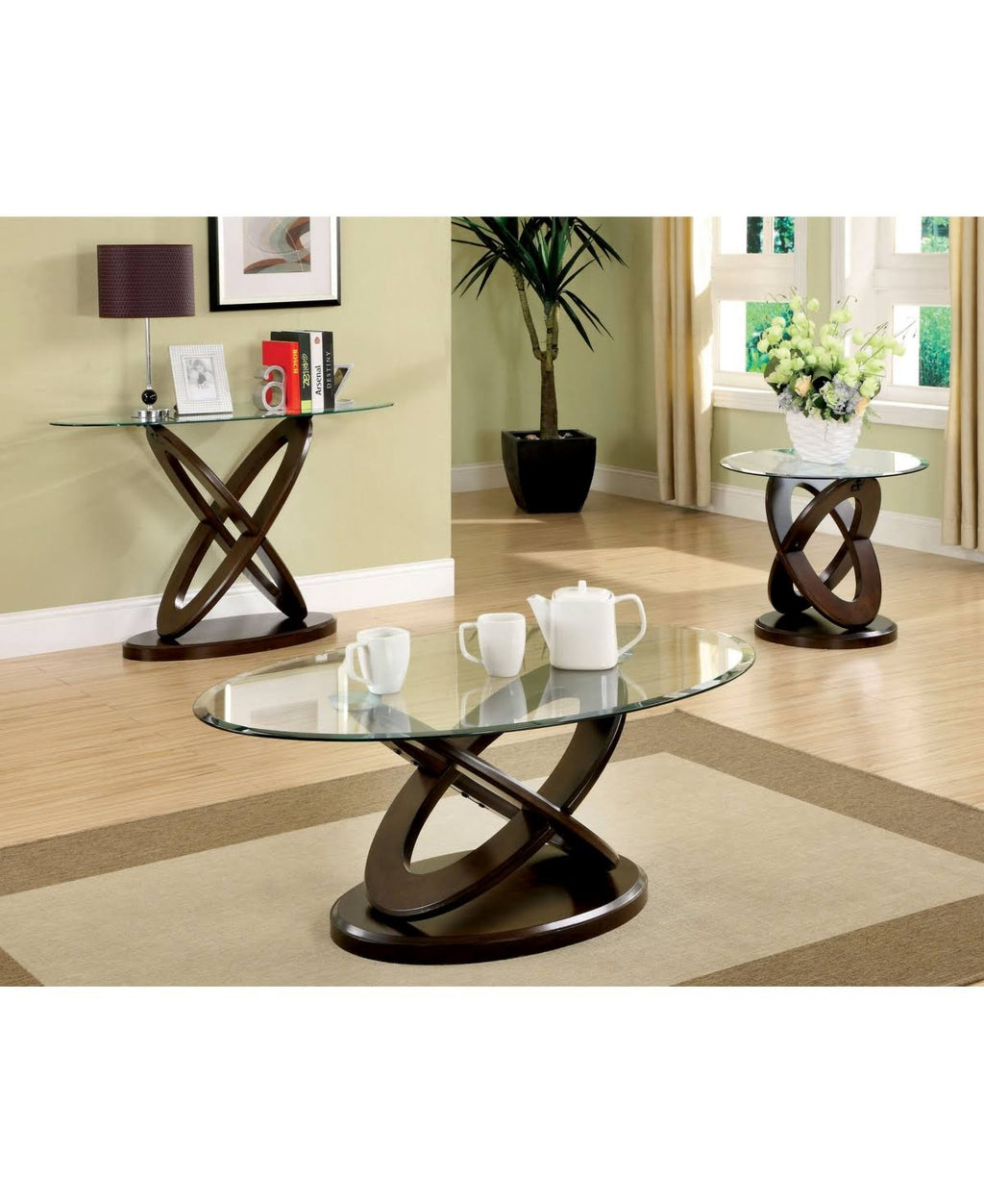 Dark Brown Glass Top End Table E18170