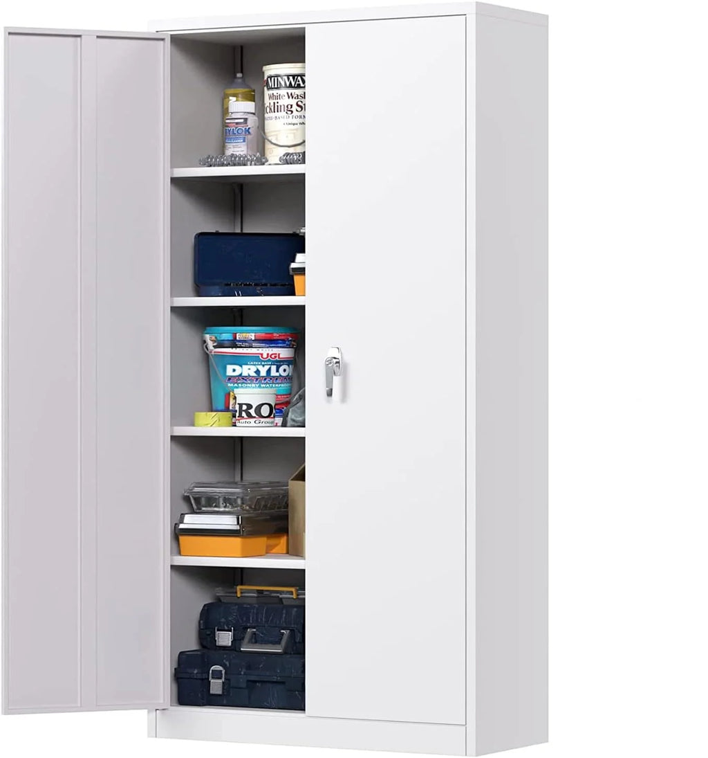 Black Metal Storage Cabinet with Locking Doors and Adjustable Shelves O92470