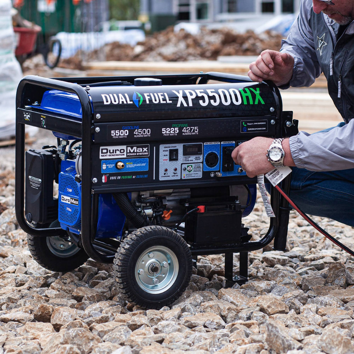5,500/4,500-Watt Dual Fuel Gasoline/Propane Portable Generator E573056