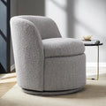 White Boucle Fabric Barrel Accent Chair O1912