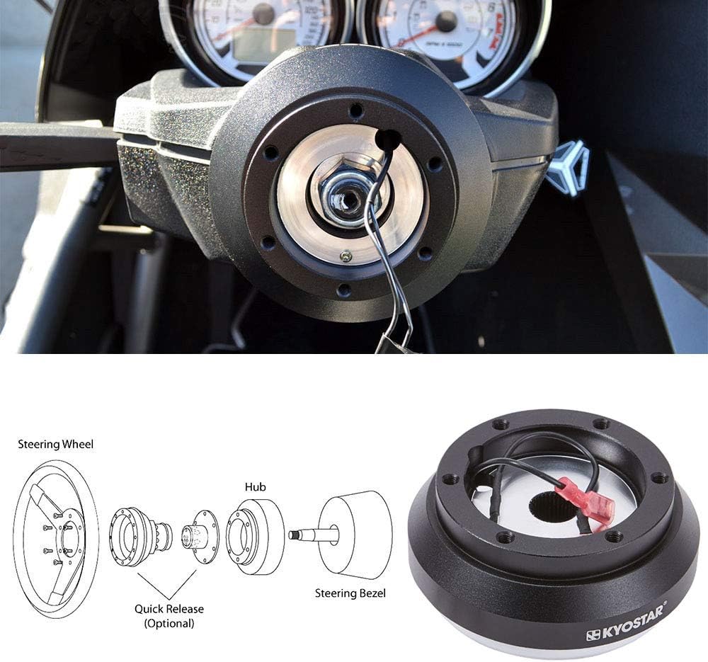 Black Aluminum Steering Wheel Hub Adapter Quick Release Boss Kit S77434