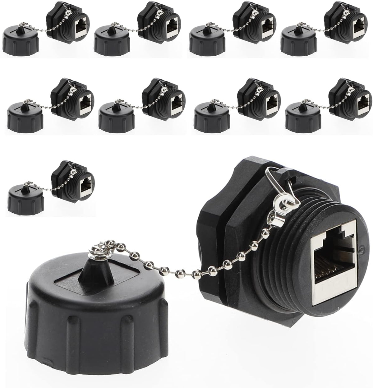 Black IP67 Shielded RJ45 Coupler 10 Pack T27380