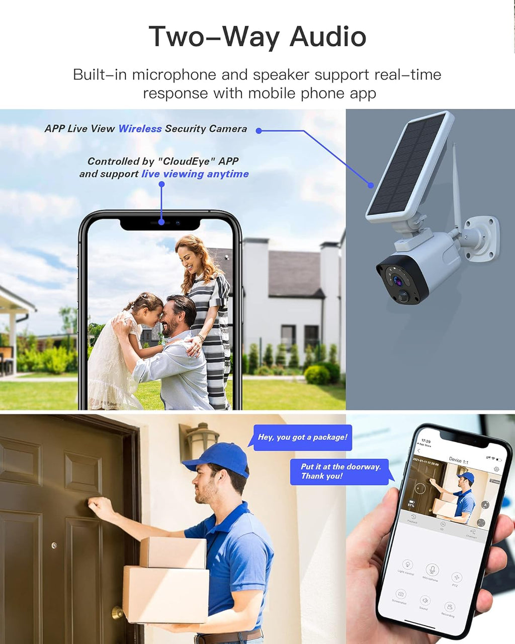 Wireless Solar Powered Security Camera with 1080P Camera and Base Station U965294